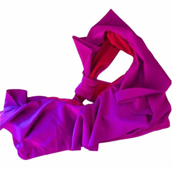 NEW NICOLITA Fuschia Pink Ruffle Bandeau Swim Top - Picture 2 of 8